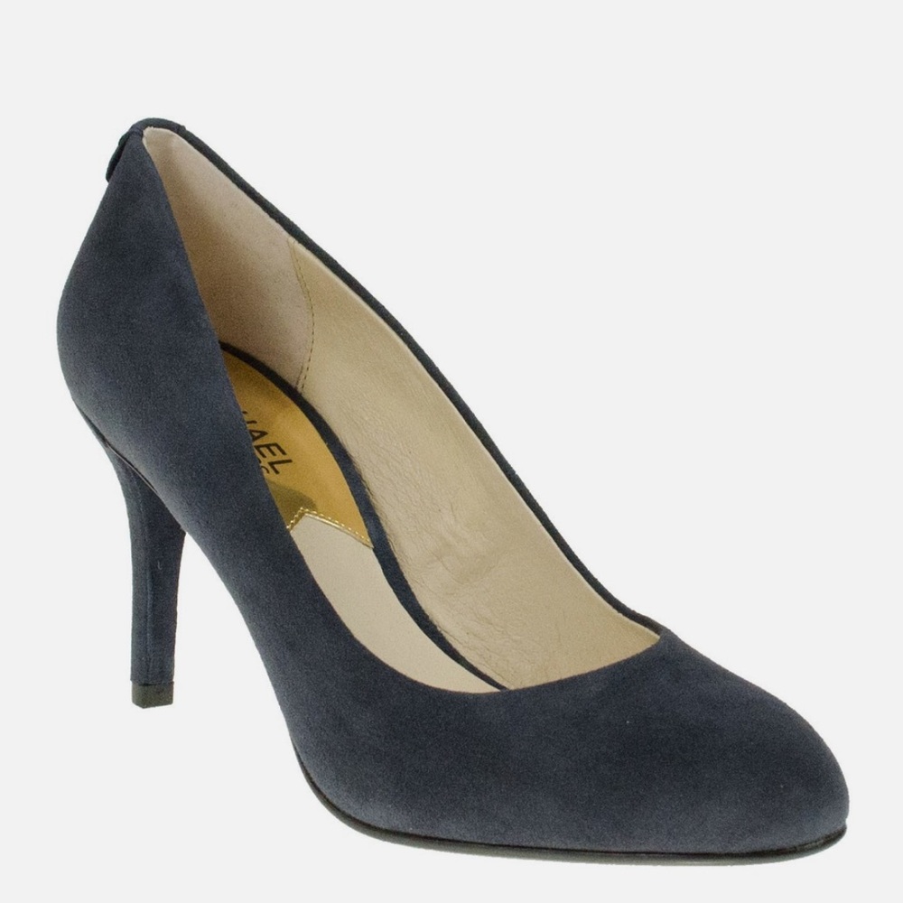 MICHAEL KORS MK FLEX PUMP NAVY BLUE SUEDE SLIP ON HEELS SHOES size 8